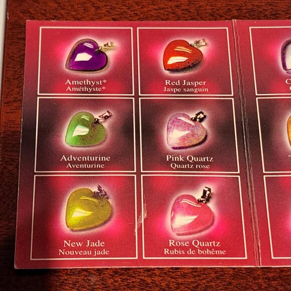 11 heart gem stone pendants in wooden case - Picture 3 of 10